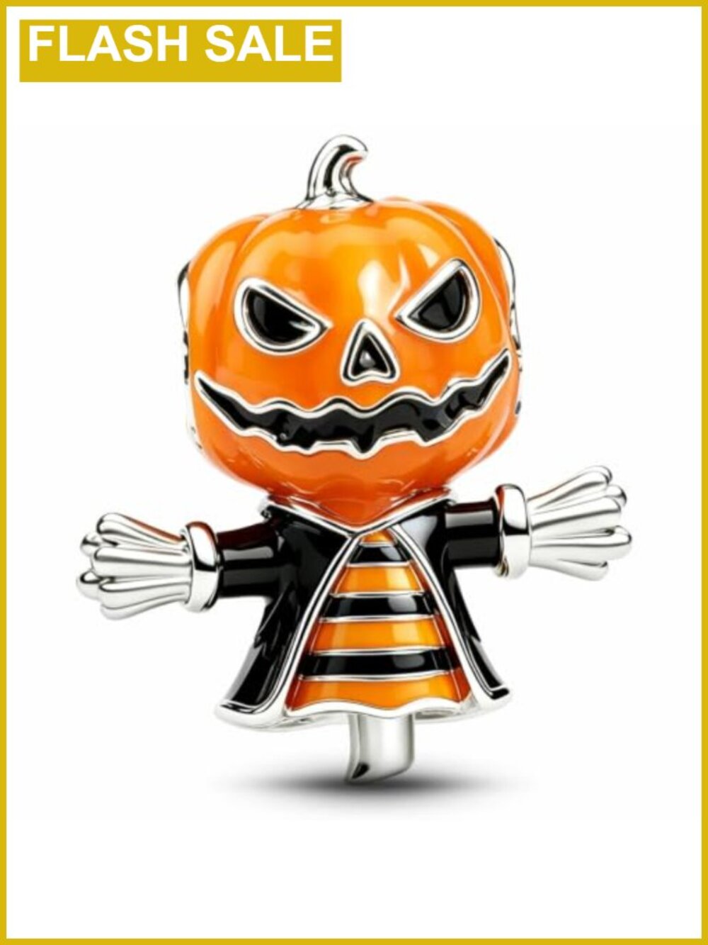 Sterling Silver Pumpkin Scarecrow Charm for Bracelets Necklaces